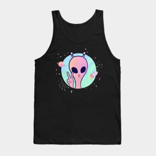 Aliens Spaceship Colorful Funny Tank Top